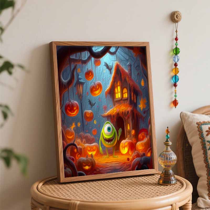 Disney Halloween Mike Oil Painting Kit Home Bedroom Wall Decor Handmade Gift Holiday Art Festive Craft DIY Wall Hanging Ornament Gift