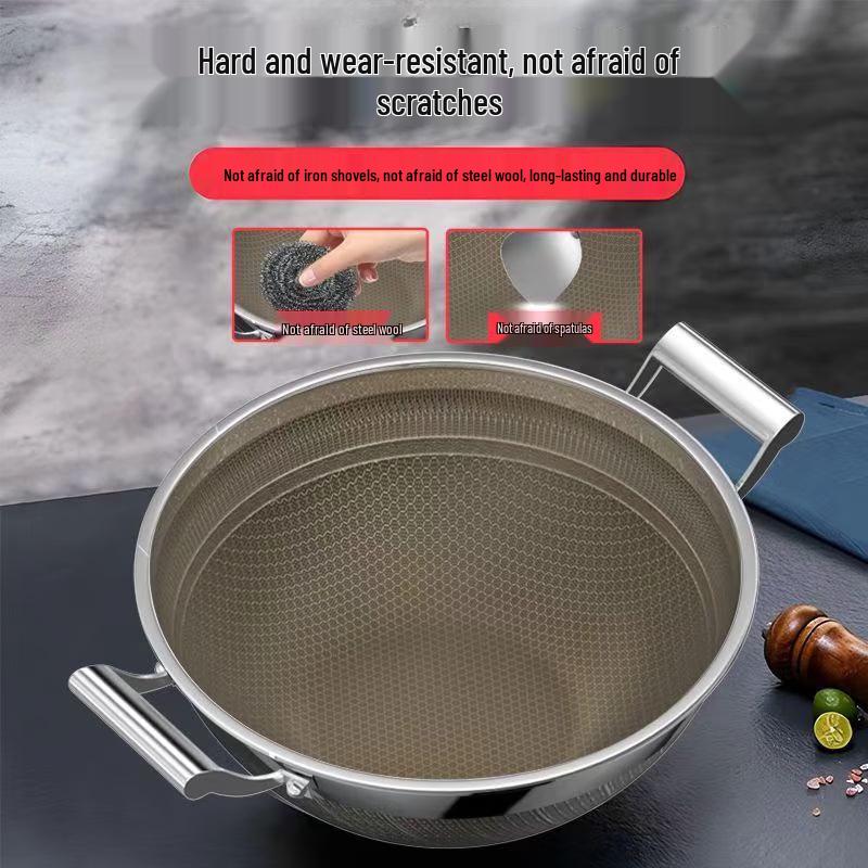 Zhishi 36cm Uncoated 316 SS Wok & Stew Pot with Steamer