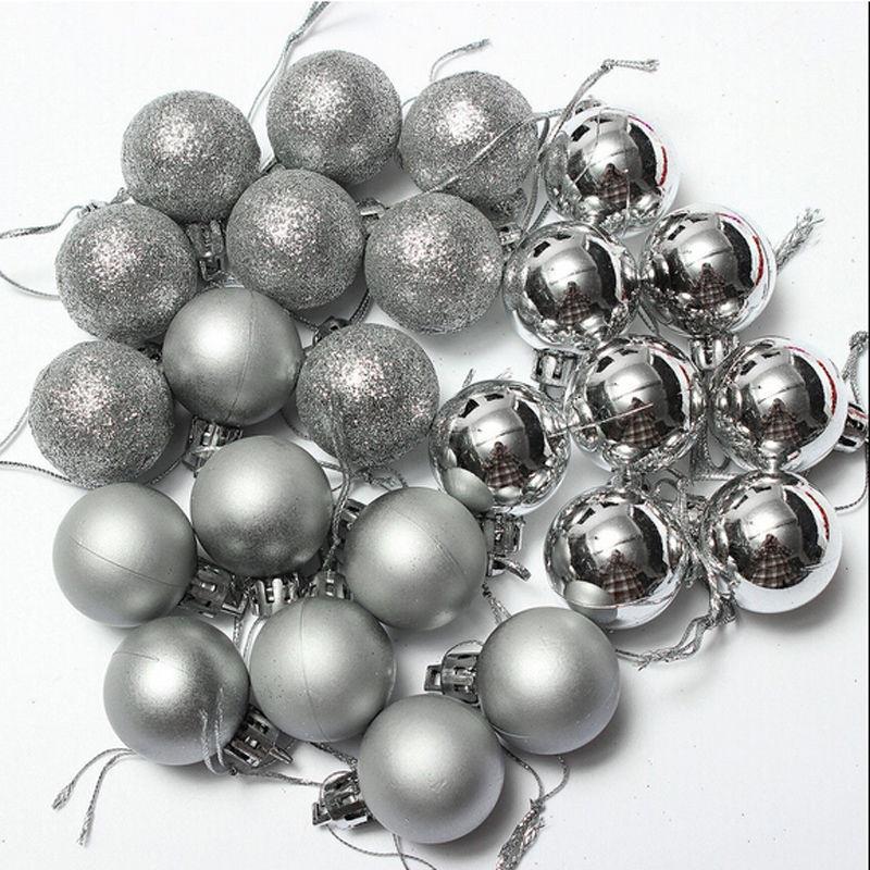 24Pcs Christmas Tree Balls Decor Ornament Xmas Party Decorations Glitter Balls  Festival Supplies