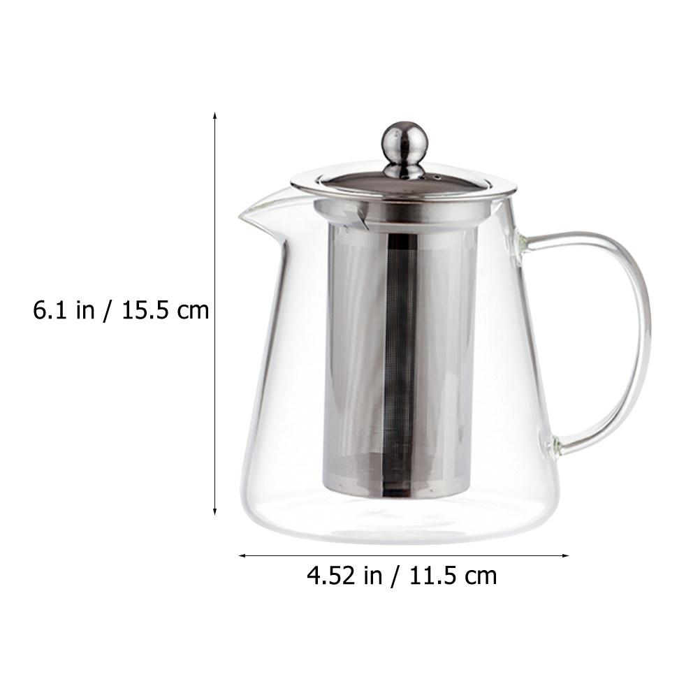 Exquisite Heavy Duty Glass Teapot with Built-in Tea Infuser for Kung Fu Flower Fruit Herbal Tea Stovetop Compatible Clear Teapot