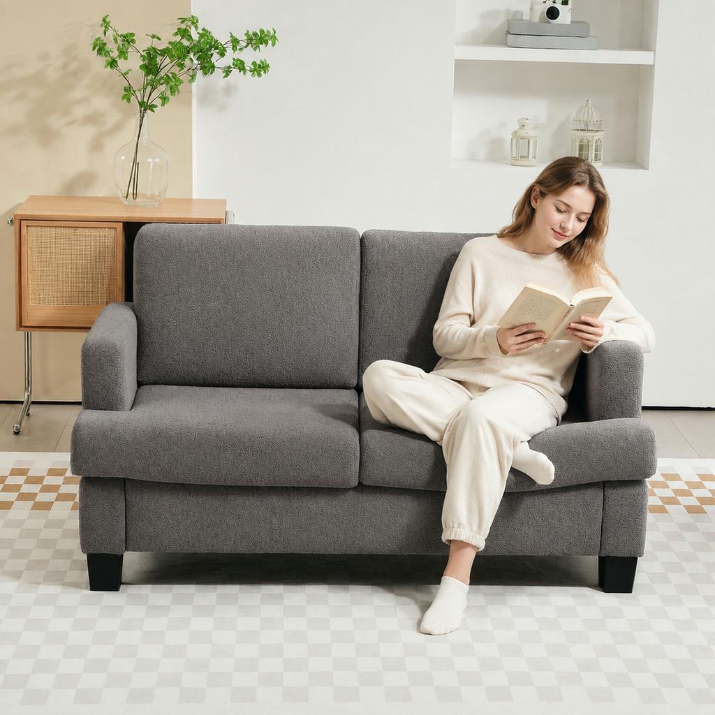 Sofa, 2-Seater, 120 cm Wide, Removable Back Cushions, Chenille, Dark Grey