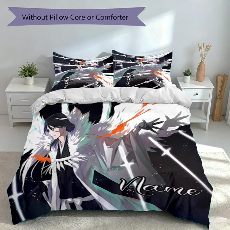 3pcs Custom Name Byakuya Kuchiki Set,Includes 1 Duvet Cover and 2 Pillowcases,All-season Bedroom Decor
