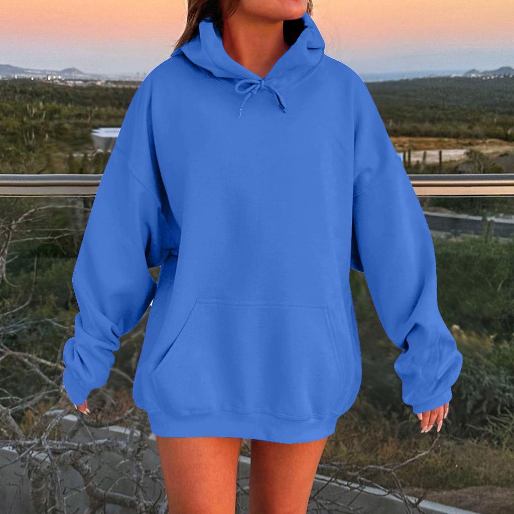 Women's Long Sleeve Oversized  Oversized Drop Shoulder Sleeves Women's Hooded Plush Sweatshirt