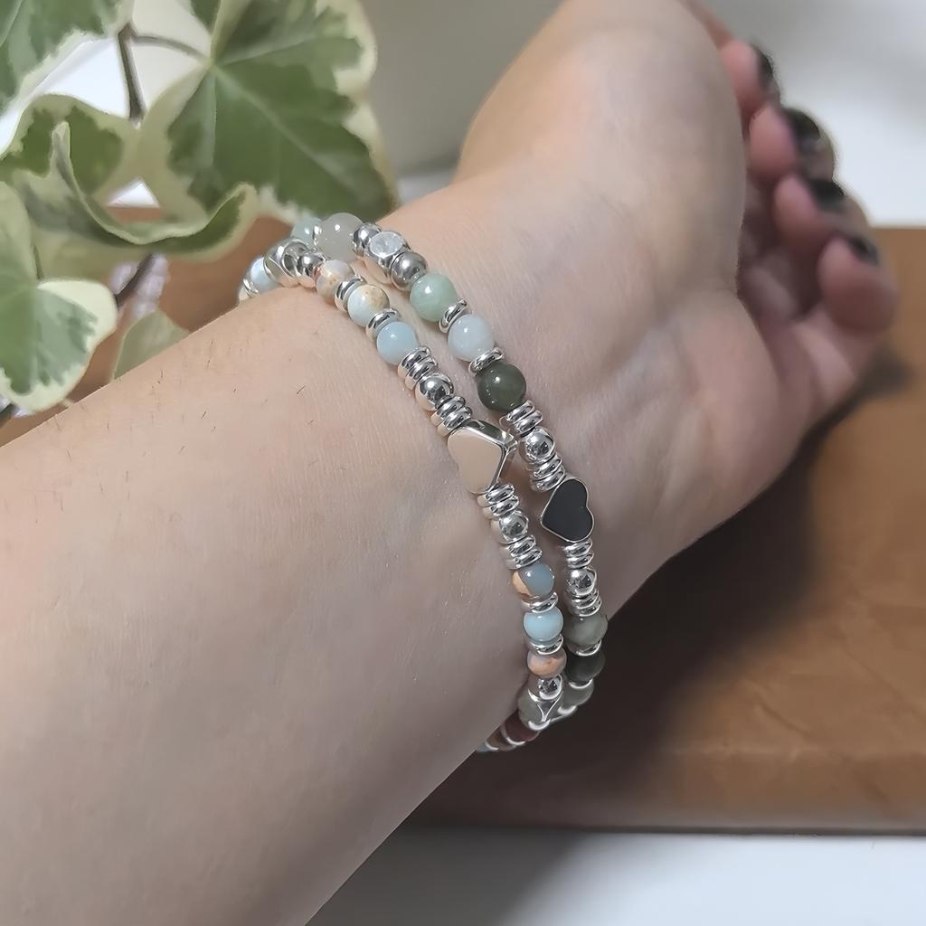 Love-themed Polyhedral Bead Bracelet Handmade Original Design Mood-enhancing Daily Wear & Self-gift Hand Jewelry