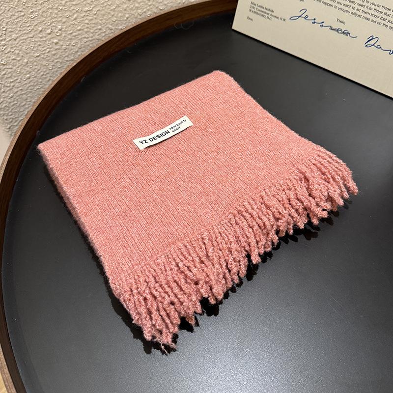 Korean high-end couple scarf women's winter 11 new Korean version tassel solid color small fragrant wind warm student scarf