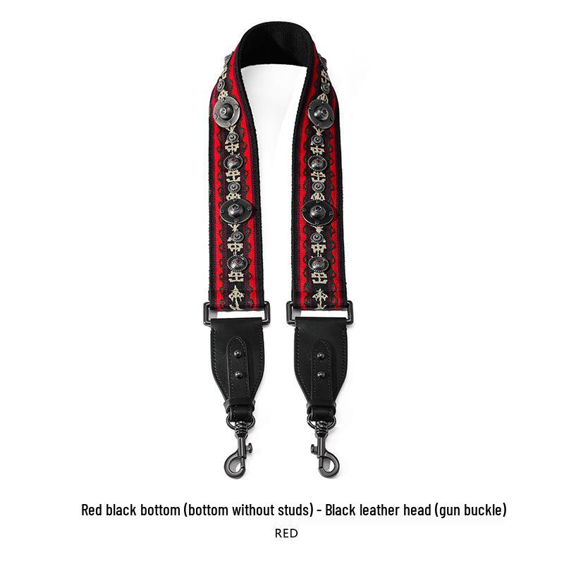 Ma Huang Shi Women's Genuine Leather Vintage Saddle Bag Strap with Rivets