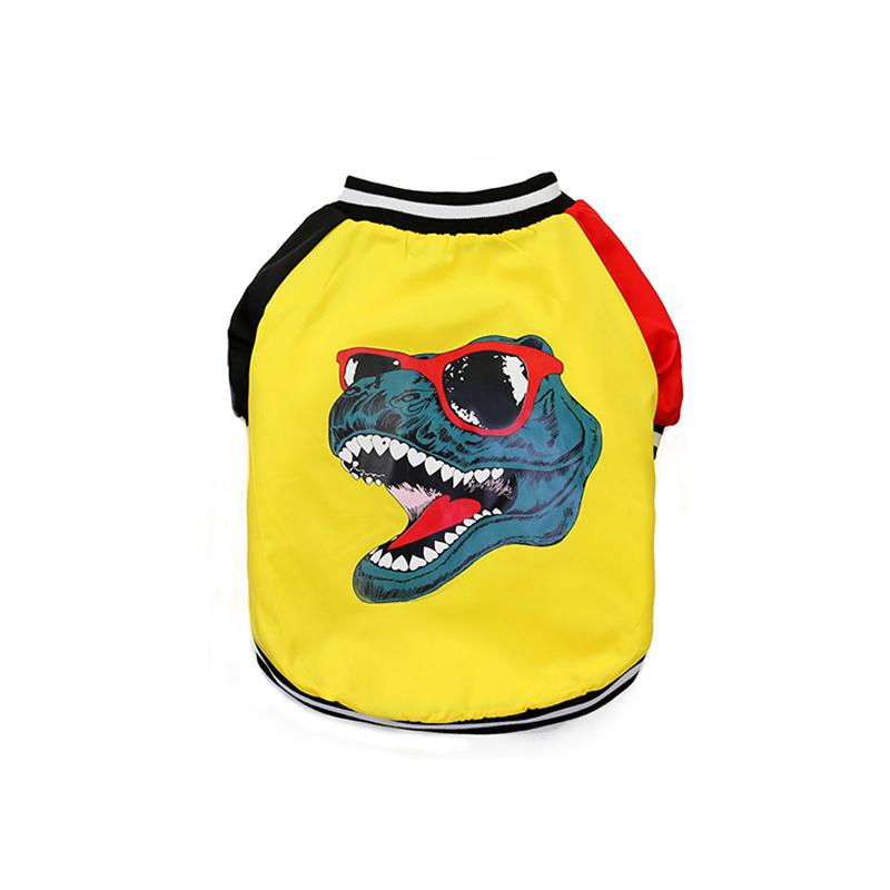 

Модна куртка з принтом динозаврів і французького бульдога, зимовий теплий одяг для домашніх тварин для маленьких собак, коргі, мопс, світшот талісмани, одяг S жовтий