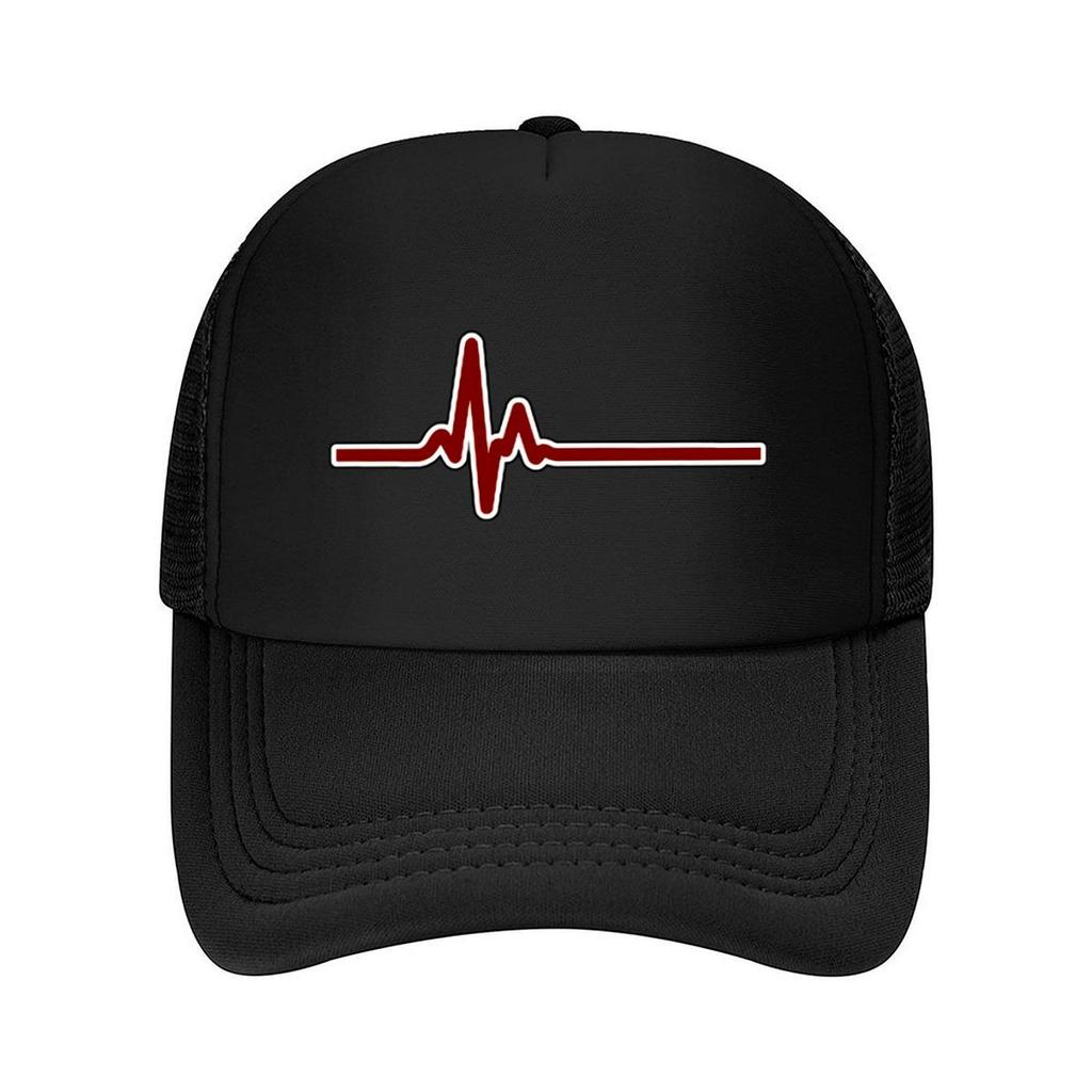 Red Heartbeat Art Graphic Mesh Baseball Cap Casual Hat Outdoor For Womens Unisex FeUnisex