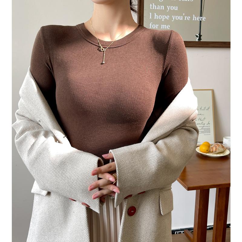 

Модальная нить с круглым вырезом, облегающая нижняя рубашка для женщин, осень и зима, тонкая футболка с длинными рукавами, внешний топ XL