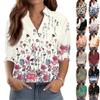 3/4 Length Sleeve Womens Tops V Neck Shirts Trendy Printed Business Casual Work Blouses