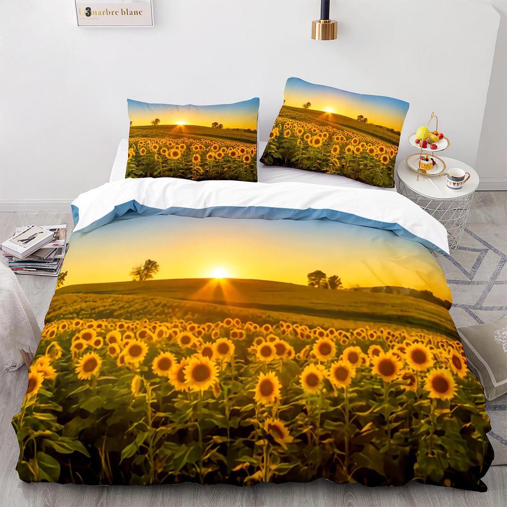 Sunflower Bedding Set Single Twin Full Queen King Size Sun Flower Bed Set Teenager Bedroom Duvetcover Sets 3D Prin New