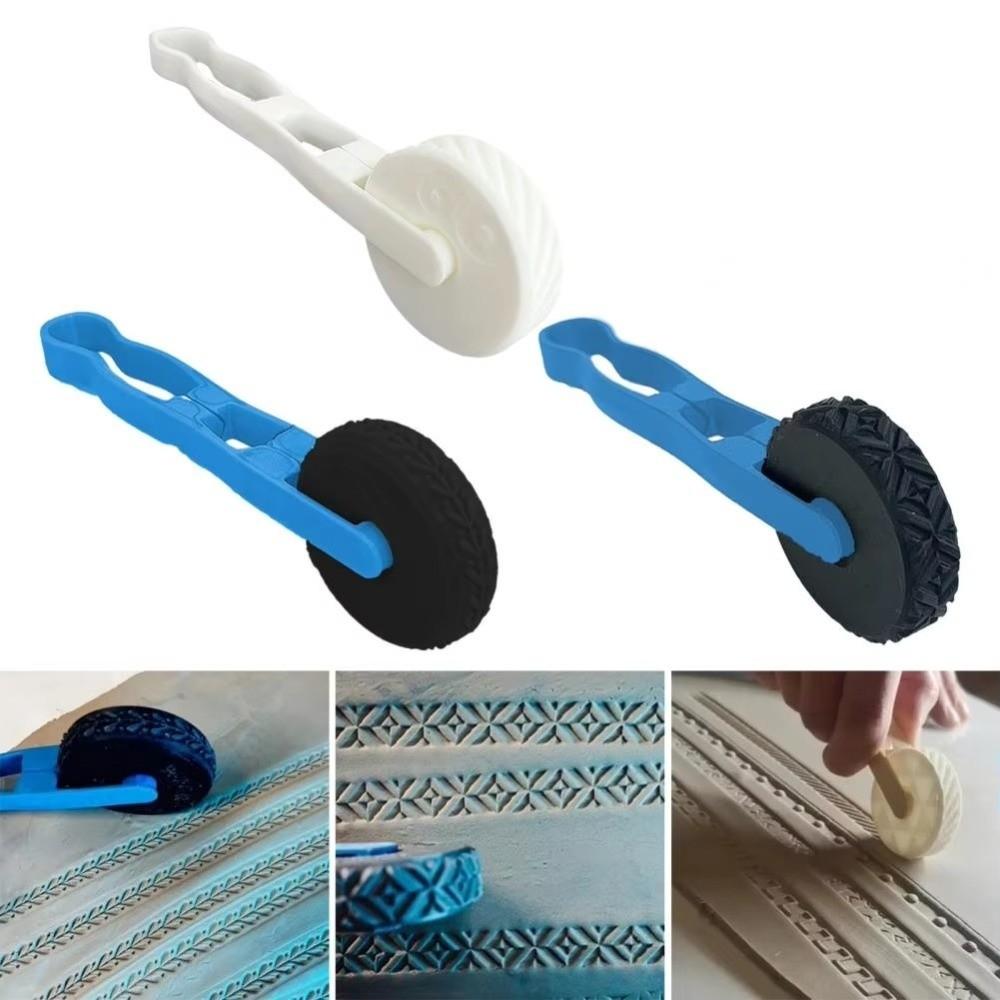 

Geometric Clay Texture Roller Egyptian Floral Pattern Rolling Tool New Stamp Wheel for Clay білий