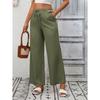 Independent Station Women's Solid Color Loose High Waist Wide Leg Cotton and Linen Trousers for Women