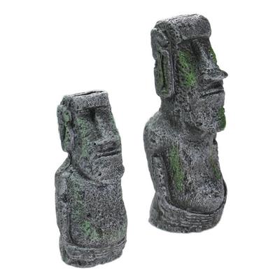 Resin Easter Island Statue & Roman Portrait - Aquarium & Reptile Decor