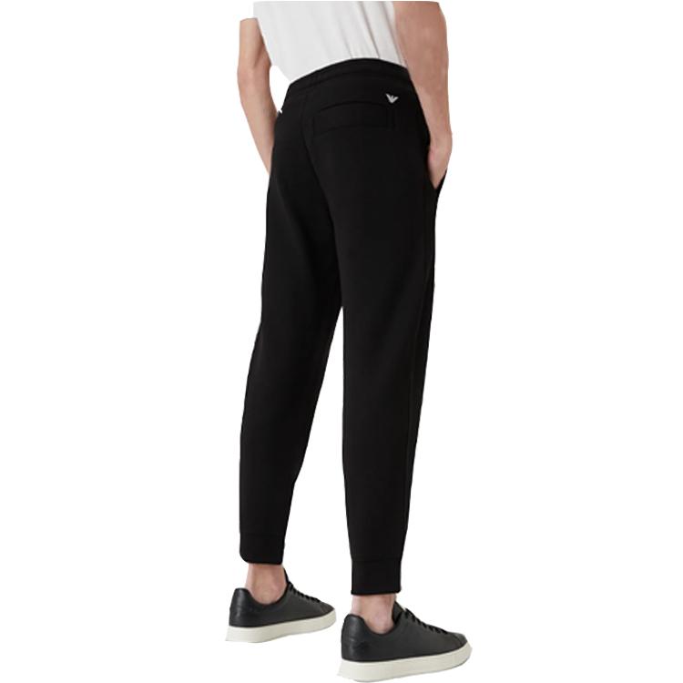 Emporio Armani FW22 Essentials Solid High-Waisted Cuffed Casual Knit Joggers Men bottoms Black 8N1PS91-JRIZ1-0999
