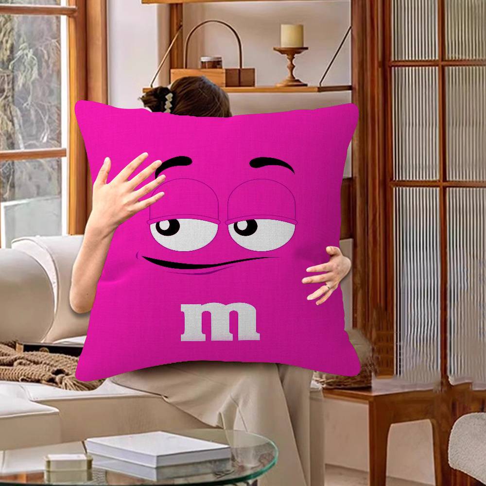 M&Ms Chocolate Office Cushion Pillowcase Car Cushion Cover45X45Cm Lumbar Pillowcase Sofa Pillowcover