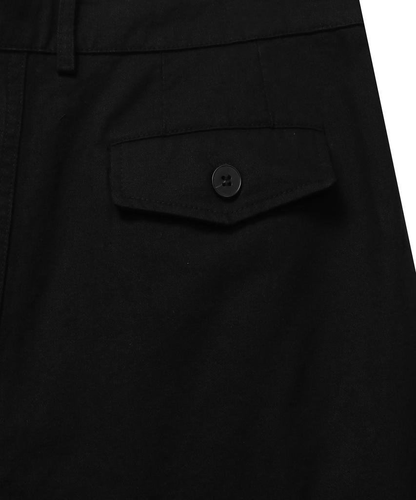 CONNECT KINLOCH Washed Cotton Loose Fit Two-Tuck Pants (Black)