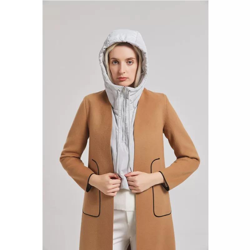 Solid Color Shawl Integrated Hats Women's Winter Warm Cold-proof Down Cotton Hats Shawl Capes Cold-proof  Zipper Hats