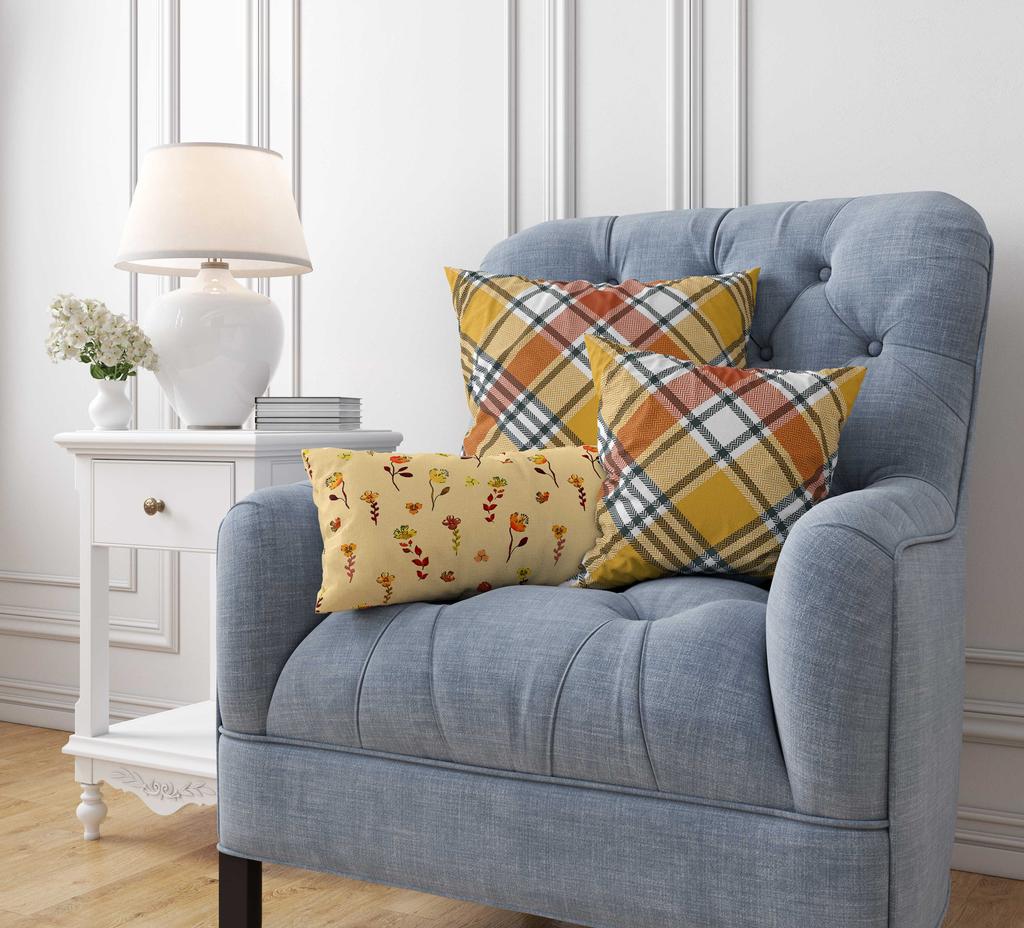 Vargottam Luxury, Printed Mustard Yellow Cushion  Covers,  Decorative Pillow  Covers,  Square  Throw Pillowcase