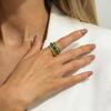 Green Natural Stone Stainless Steel Gold Plated Rings for Women Men Hollow Geometry Female Rings Charms Waterproof Jewelry