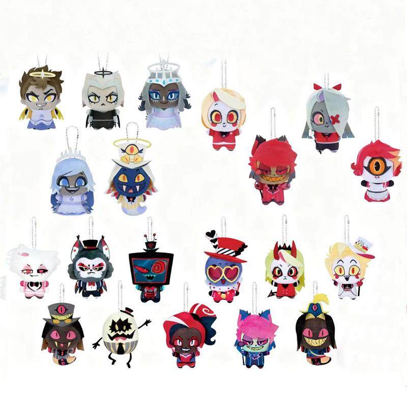 10cm Dolls Hazbin Hotel Vox Lucifer Ko Plush Toy Keychain Kawaii Bag Pendant Cute Anime Peripherals Keyring Birthday Fans Gift