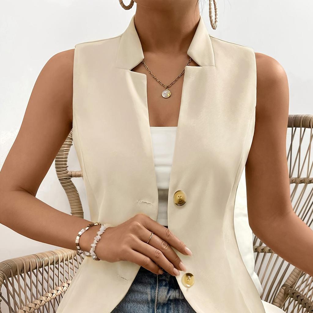 V-neck Button Sleeveless Cardigan Vest, Small Suit Vest, Vest Top