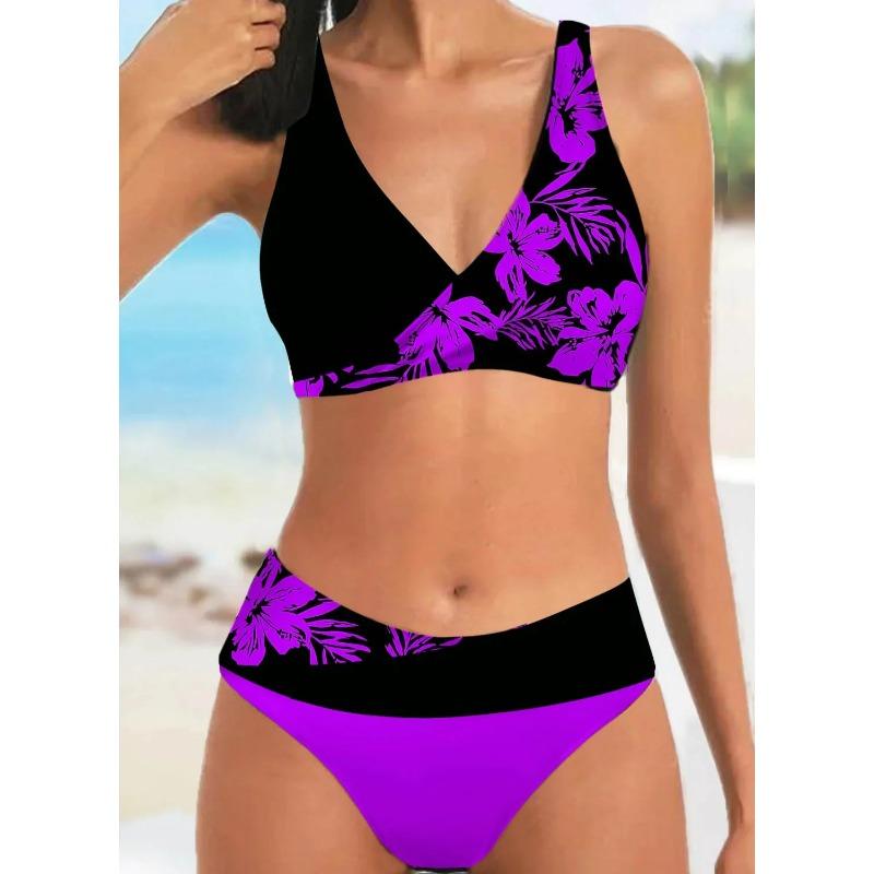 Kadın Yüzme Mayosu Halter Mayo İki Parça Mayo Çiçekli Çiçekli Kaju Baskılı Tankini Üst Boyshorts Yüzme S-5XL