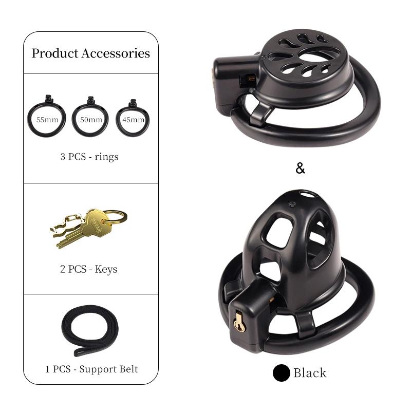Dual Cage Resin Chastity Cage for Men - Anti-Slip Belt, Roleplay Lock, Hypersexuality Control, Couples Anti-Cheating Toys