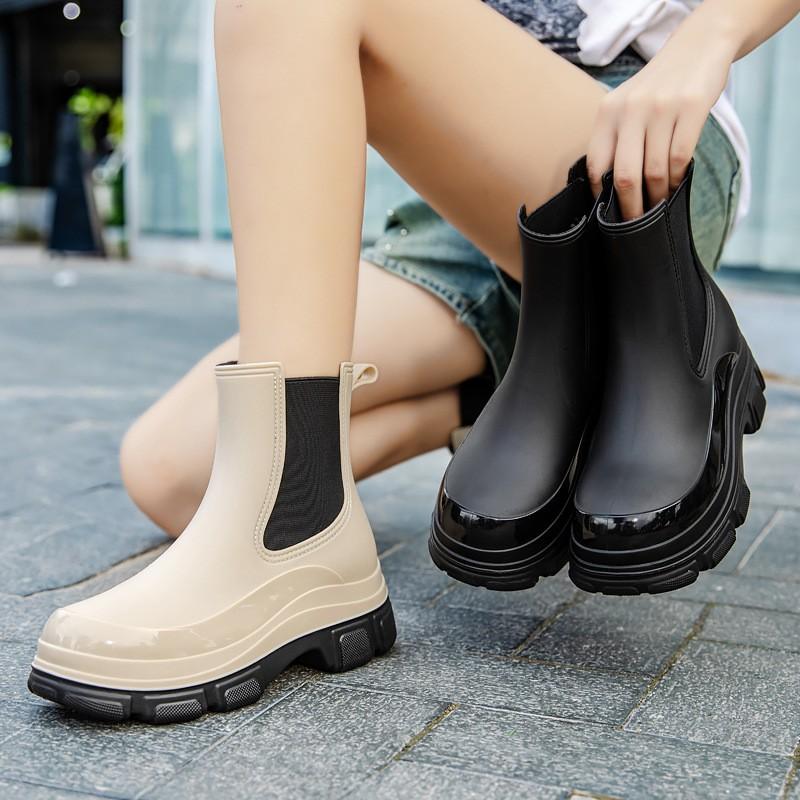 Gacimy Women's Rain Shoes  Outdoor New Thick Bottom Rain Boots Anti-slip Waterproof Garden Shoes Lady Fashion Rubber Boots