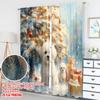 Set Of 2 Flat Printing Merry Christmas Curtains Puppies Snow Gift Digital Printed Polyester Drapes Family Party Made
