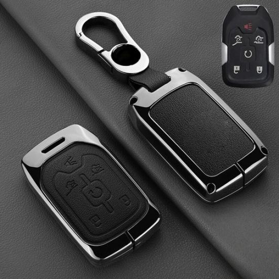 Zinc Alloy Leather Car Key Fob Case Cover For GMC Yukon For Chevy Tahoe Suburban