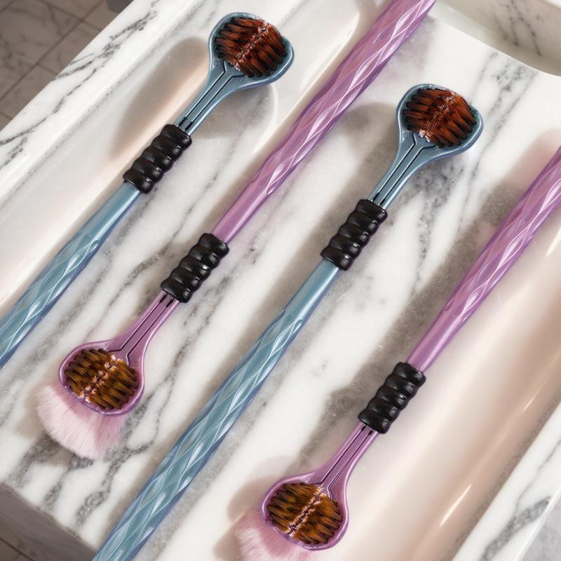 2pcs 3D Stereo Three-Sided Toothbrush Ultra Fine Soft Hair Adult Toothbrushes Tongue Scraper Oral Care 360° Cleaning Teeth Brush