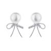 Bow Stud Earrings Temperament Simple Freshwater Earrings Elegant Earrings Women'S High Sense Autumn And Winter