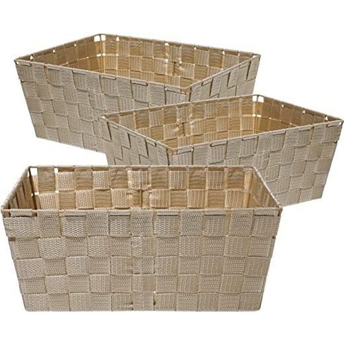 Panier de rangement - Noname - Lot de 3 - Polypropylène - 33 x 23 x 14 cm - Beige