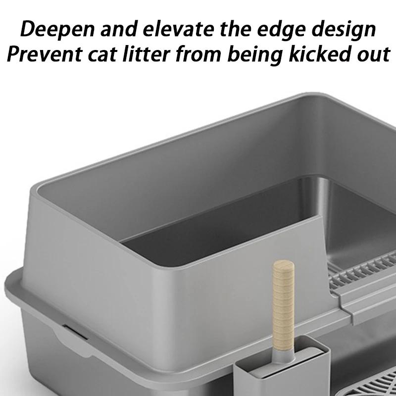 Fully Enclosed Cat Litter Box Stainless Steel Large Size Cats Litter Boxes Top Entry Open Exit Cat Toilet Scoop Pet Supplies