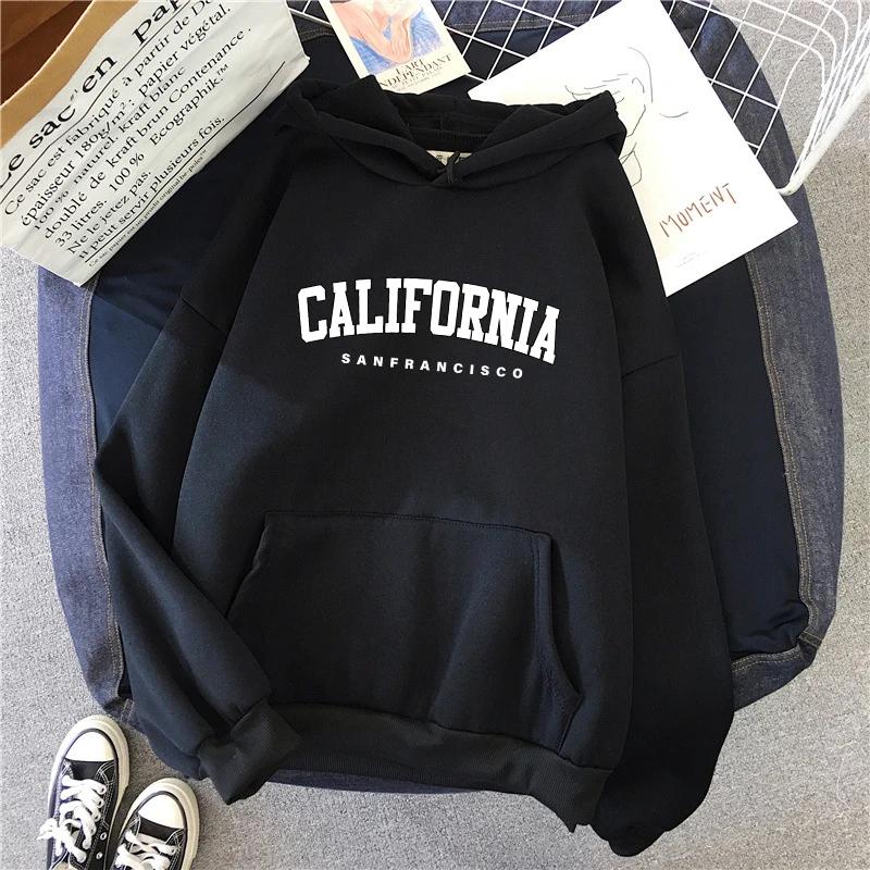 California Fashion Sweatshirts for Woman All Season Daily Casual Sporty Hooded Long Sleeve Pullover Home Outdoor Comfort Hoodies