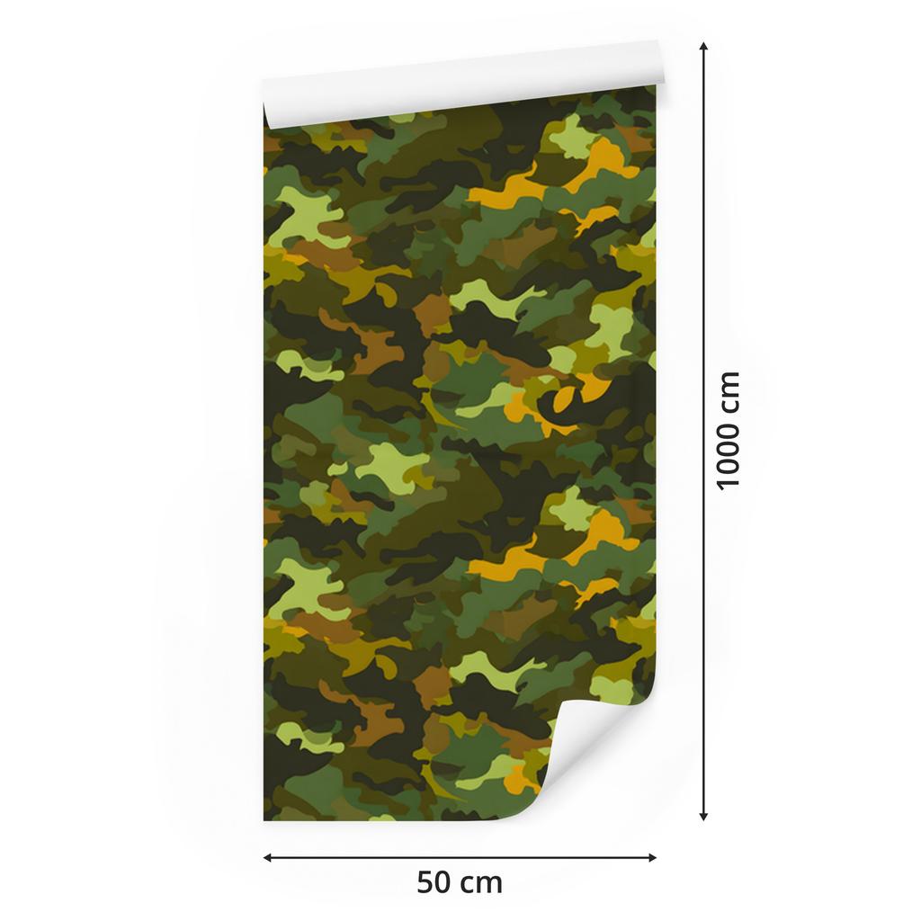 Military Camouflage Wallpaper Yellow and Olive for Living Room and Bedroom 50x1000