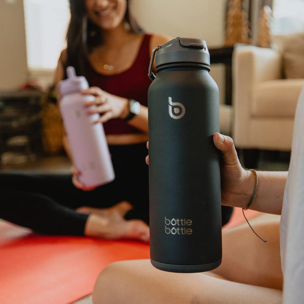 BOTTLE BOTTLE Water Bottle, 1.2 Liter, Large Capacity, Stainless Steel, Leak-Proof, 2-Way Lid, Suitable for Girls, Boys, and Adults, 1.2L, with Straw