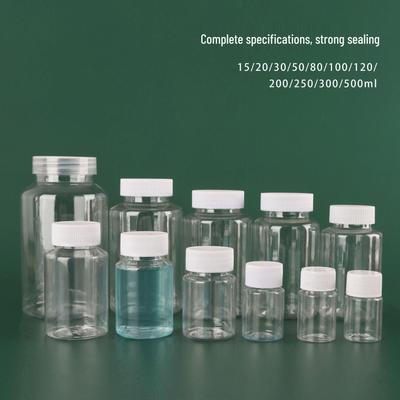 Transparent PET Plastic Bottle for Capsules, Solids, and Liquids - Large Mouth, Empty Sample Bottle