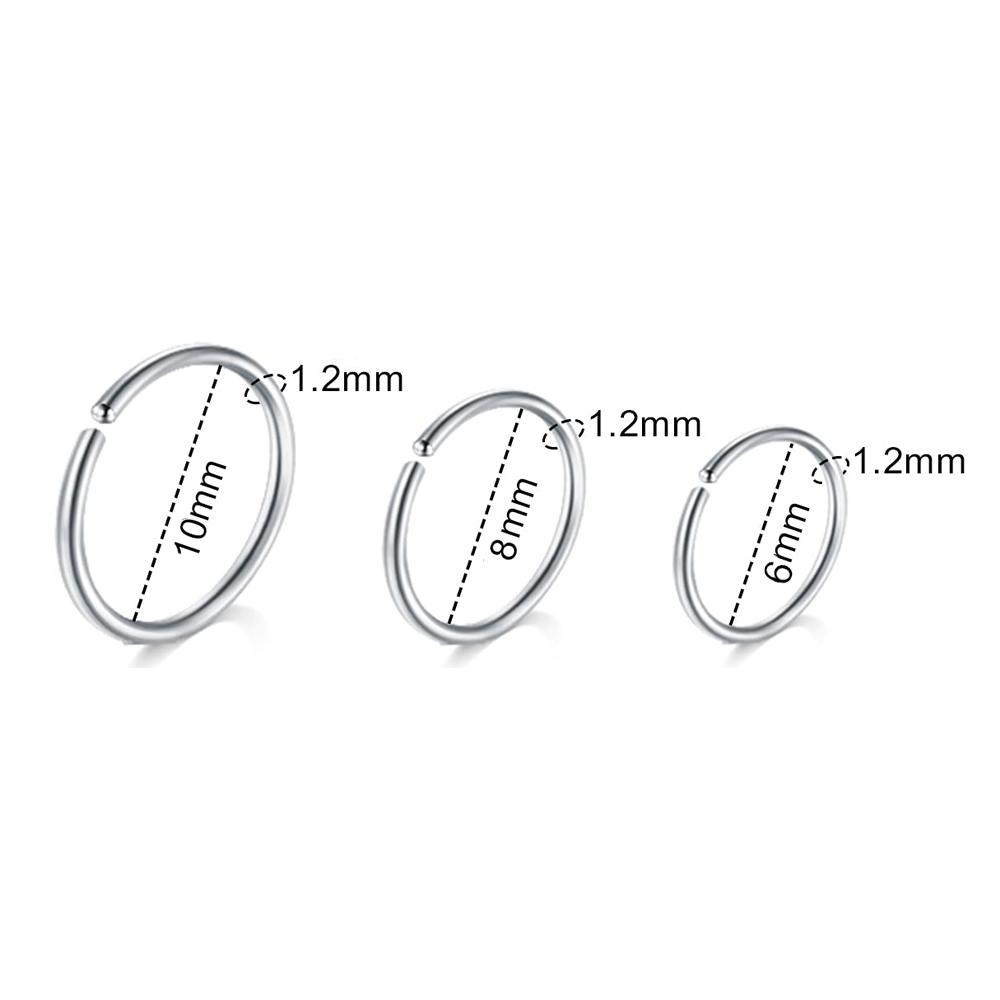 3 szt. 20G/16G 6/8/10mm Kółka do nosa Zestaw Mała Cienka Biżuteria do piercingu Elegancka Minimalistyczna Do przegrody nosowej Kolor Złoty Srebrny Różowe złoto
