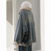 Women's Plus Velvet Thickened Retro Denim Jacket - Loose & Casual for Autumn/Winter 2025.