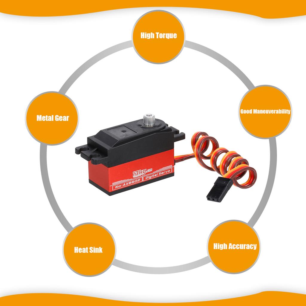 13KG Digital Servo RC Servo High Torque Metal Gear Splash Proof Servo for 1 10 1 8 RC Car RC Boat RC Airplane RC