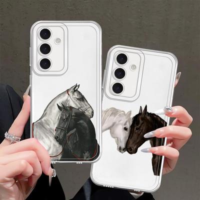 Husă Cal Alb-Negru pentru Samsung Galaxy A57 A26 A24 A56 A25 A51 A52 A17 A54 A15 A36 A37 A55 A52 A34 A35 A14 A16