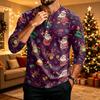 Men's Christmas Long Sleeve Shirt with Printed Design