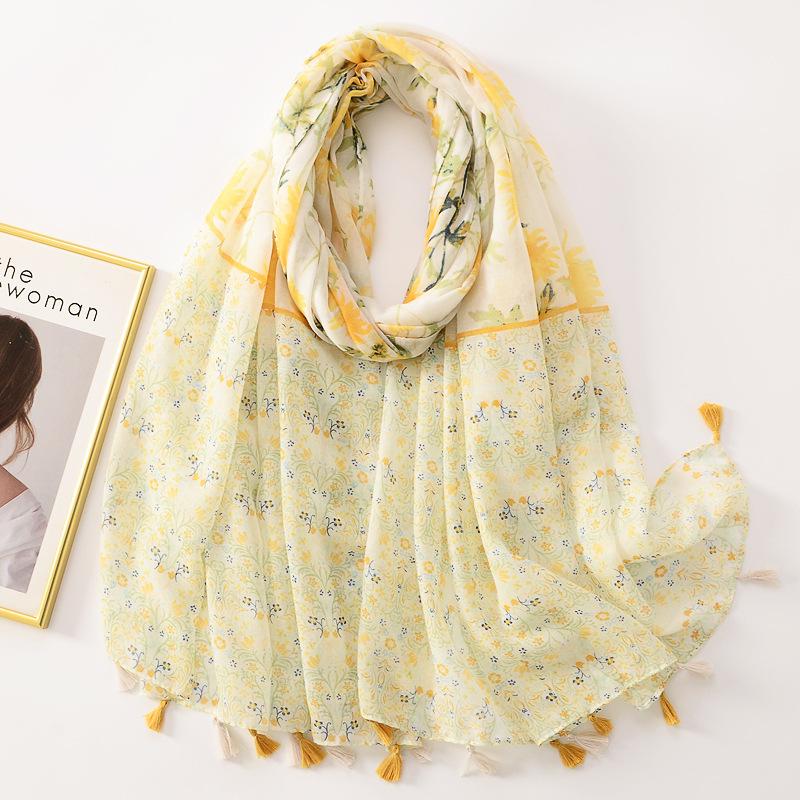 Herbst Neue Mode Böhmisch Süß Floral Quaste Viskose Schal Tuch Dame Hohe Qualität Wickel Pashmina Stola Bufandas Muslimischer Hijab
