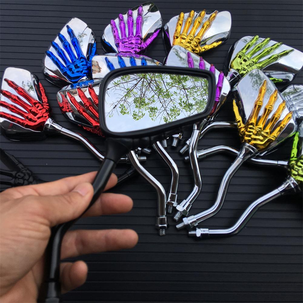 2 buc oglinda retrovizoare universală pentru motocicletă cu șurub de 8 mm/10 mm, din aliaj de aluminiu, scuter, schelet, craniu, reparație manuală pentru motocicletă