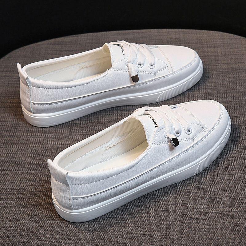 """Modne damskie białe skórzane sneakersy 2025""": Jesień Oddychające, Płytki Dekolt, Styl Koreański, Pasujące do wszystkiego, Idealne dla Studentów"