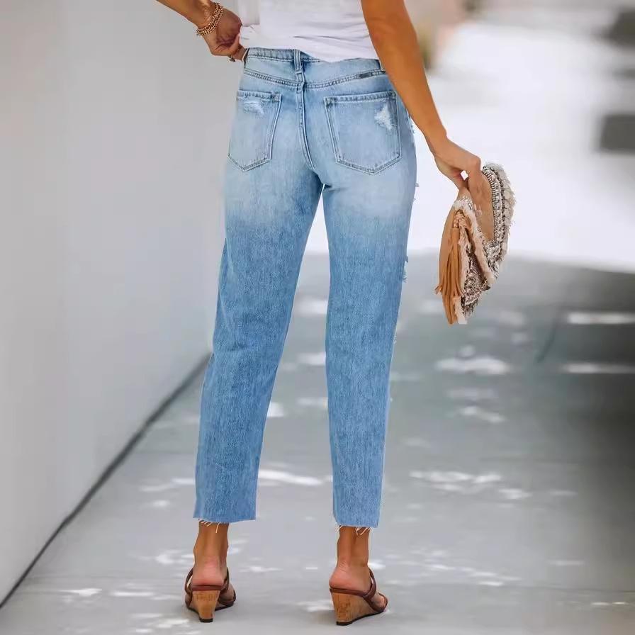 Women's Autumn/Winter Ripped Slimming Denim Pants