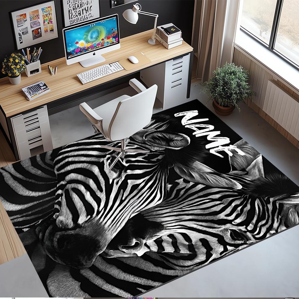 Custom Name LNTB002260915X1004==Zebra Printed Carpet,Rug for Office Chair Living Room Bedroom Kitchen Room Decor Gifts.