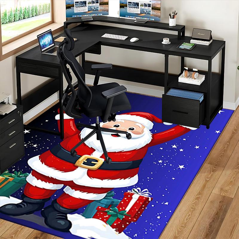 Christmas Santa Claus Chair Mat - Non-Slip Carpet for Office, Home Decor, Living Room, Bedroom, Game Room & Dormitory - Anime Cartoon Design Holiday G